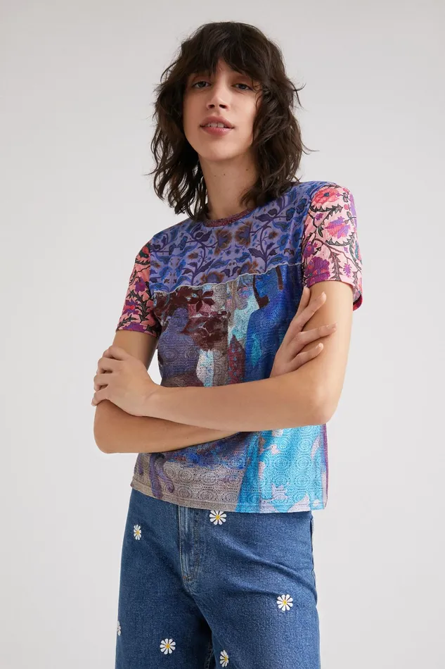 Desigual Polynesia Patchwork Tshirt Women Tshirts