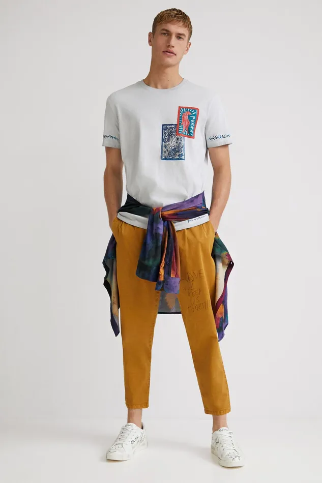 Desigual Print And Patch Tshirt Mens Tshirt and Polos