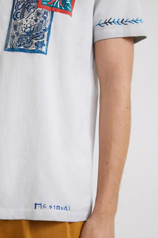 Desigual Print And Patch Tshirt Mens Tshirt and Polos