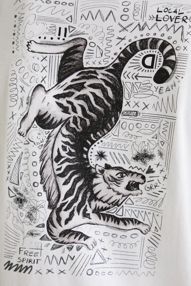 Desigual Print And Patch Tshirt Mens Tshirt and Polos