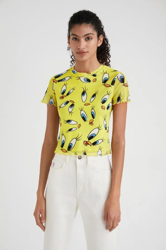 Desigual Slim Tulle Tweety Tshirt Women Tshirts