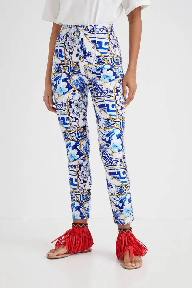 Desigual Stella Jean Printed Slim Trousers Women Pants and Leggings