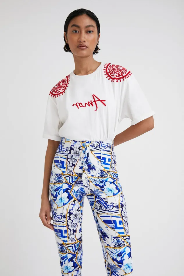 Desigual Stella Jean Printed Slim Trousers Women Pants and Leggings