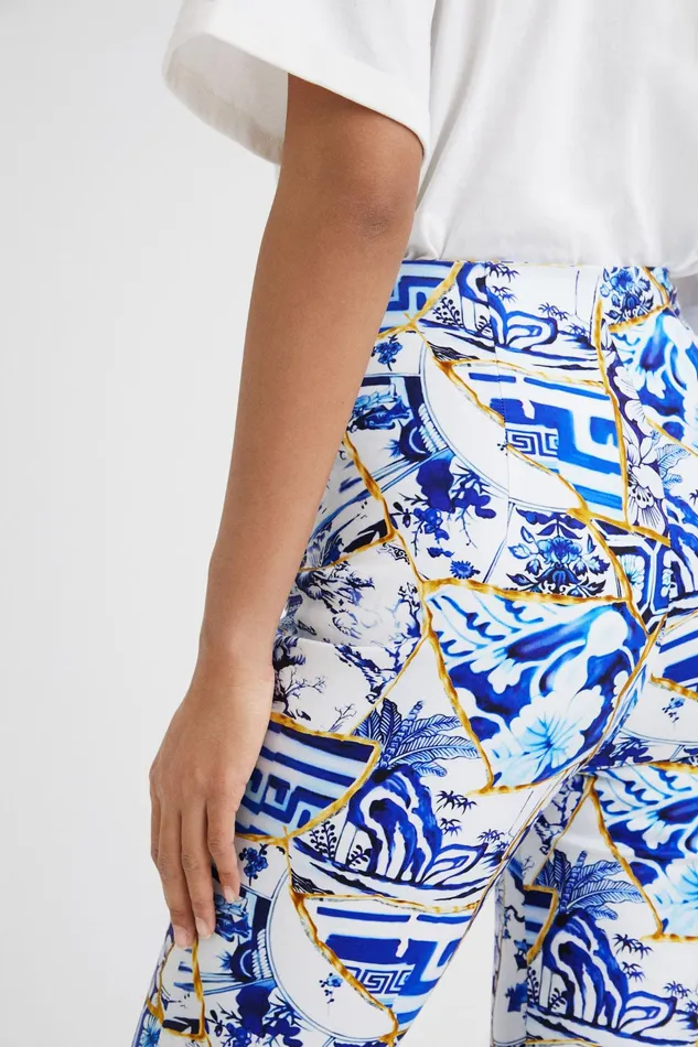 Desigual Stella Jean Printed Slim Trousers Women Pants and Leggings