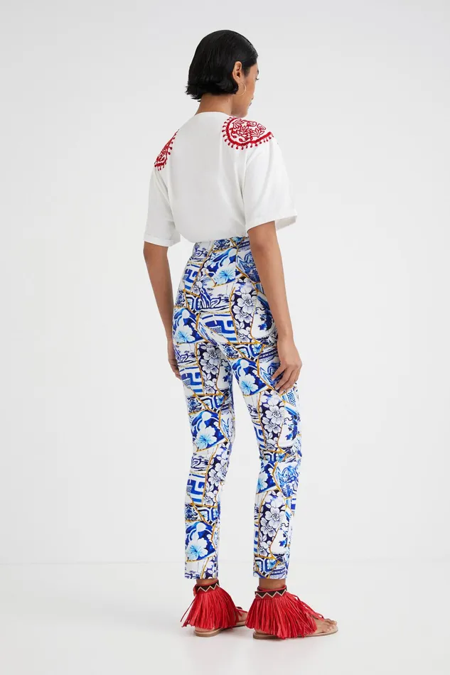 Desigual Stella Jean Printed Slim Trousers Women Pants and Leggings