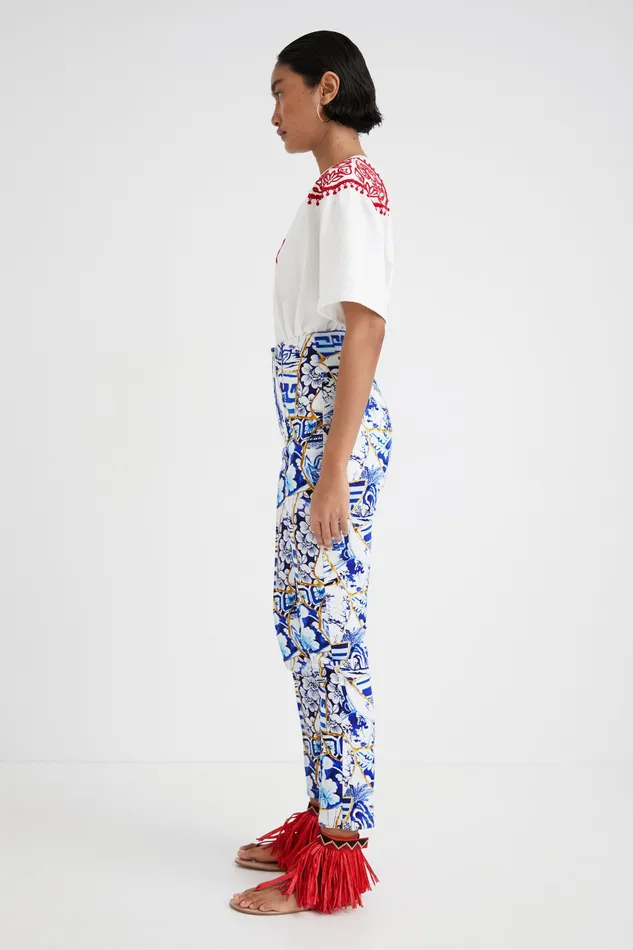 Desigual Stella Jean Printed Slim Trousers Women Pants and Leggings