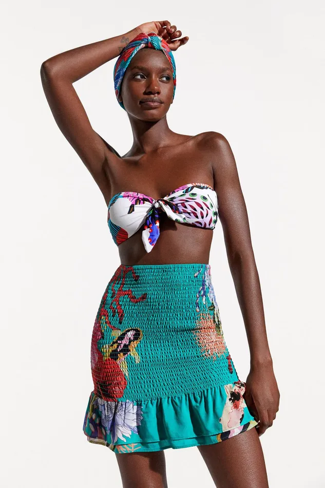 Desigual Sustainable Coral Miniskirt Women Swimwear