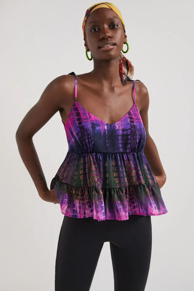Desigual Tiedye Strap Top Women Tops and Shirts
