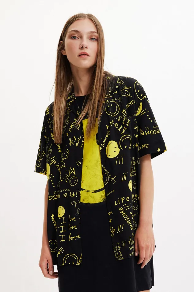 Desigual Unisex Resort Shirt Smiley MensWomen Shirts