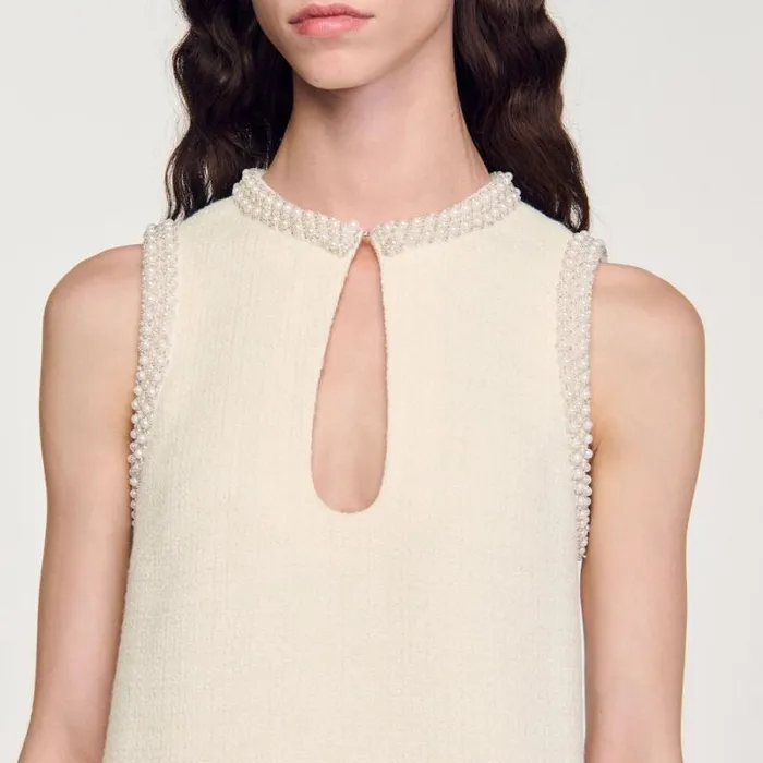 Dresses Women SANDRO Short Beaded Dress Ecru