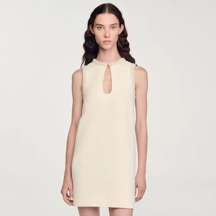 Dresses Women SANDRO Short Beaded Dress Ecru