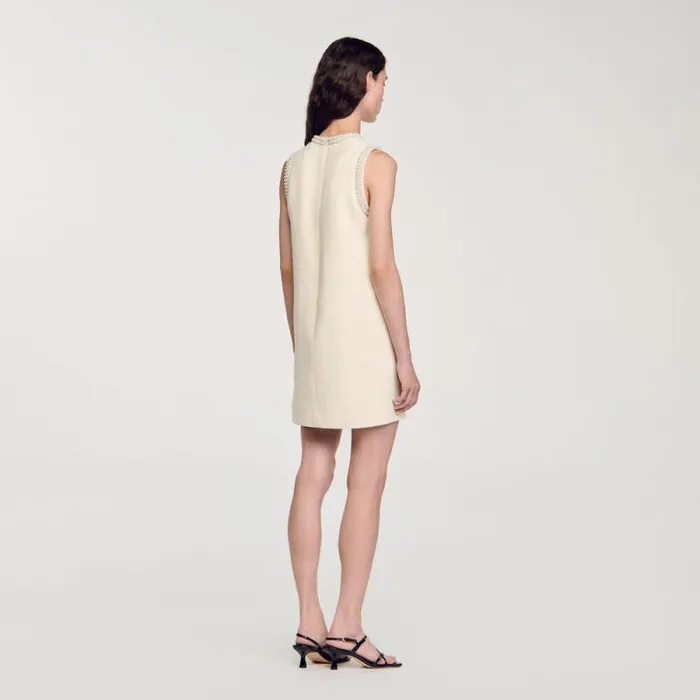 Dresses Women SANDRO Short Beaded Dress Ecru