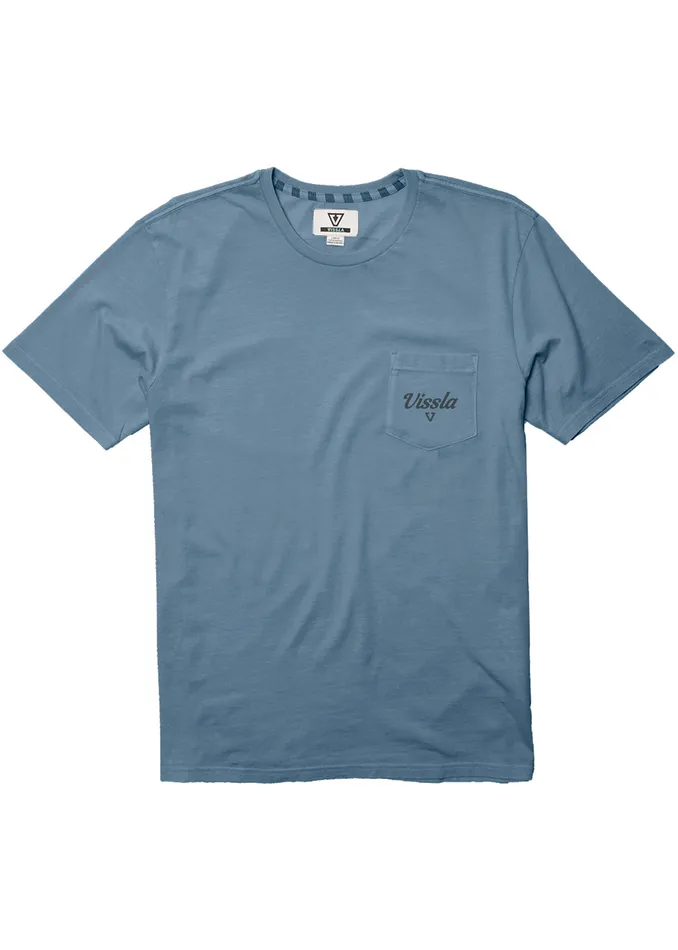 Dynasty Ss Pkt Tee Faded Denim Premium Tees Vissla Men Dynasty Ss Pkt Tee Faded Denim Premium Tees Vissla Men