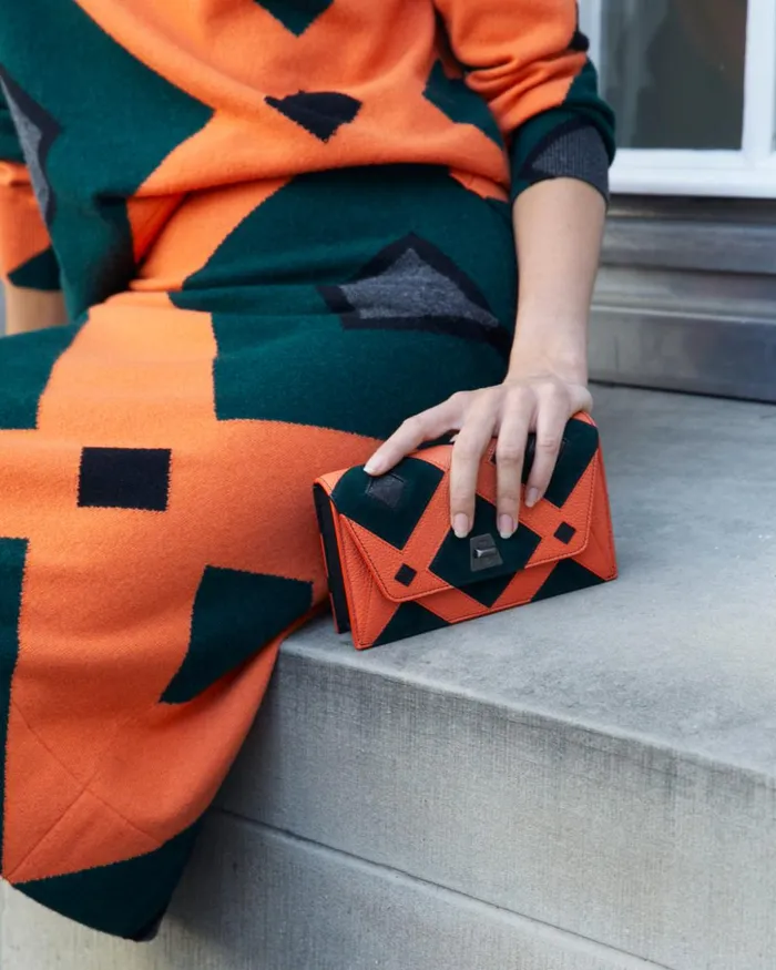 Envelope In Tiled Roof Patchwork Mulitcolor Women Akris Clutches