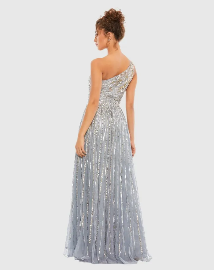 Evening Gowns Mac Duggal Women Embellished One Shoulder ALine Gown Copper