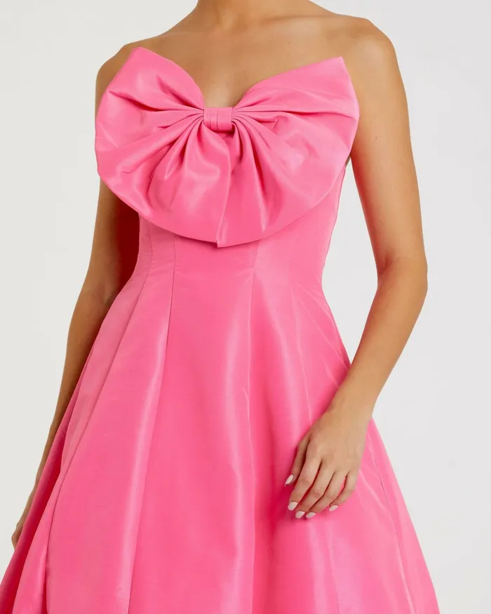 Evening Gowns Strapless Ballgown with Bow Detail Dress Candy Pink Mac Duggal Women