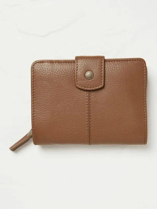 Fat Face Bags and Purses Women Etta Tan Brown Leather Zip Purse