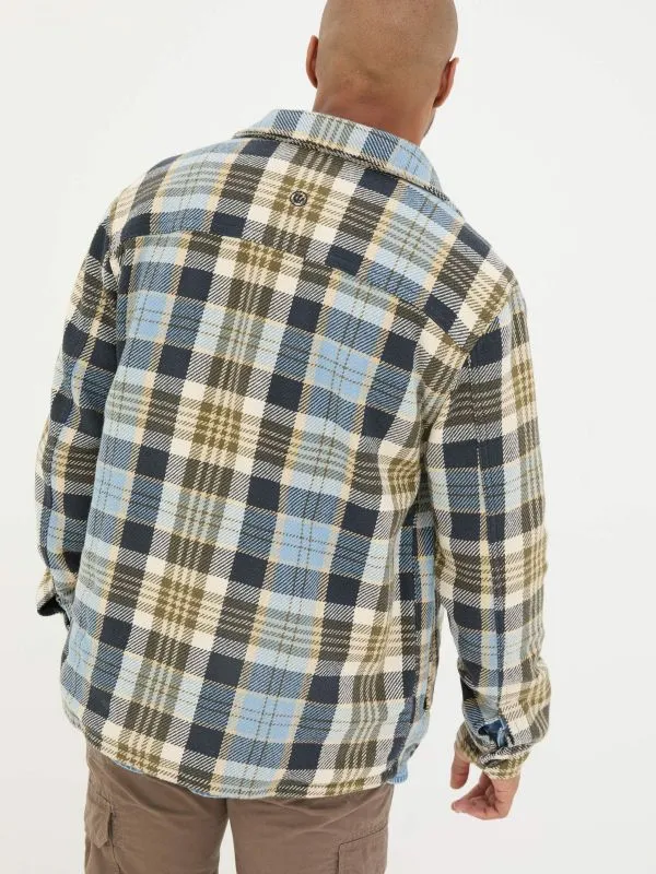 Fat Face Coats and Jackets Men Light Blue Ryton Check 100 Cotton Overshirt