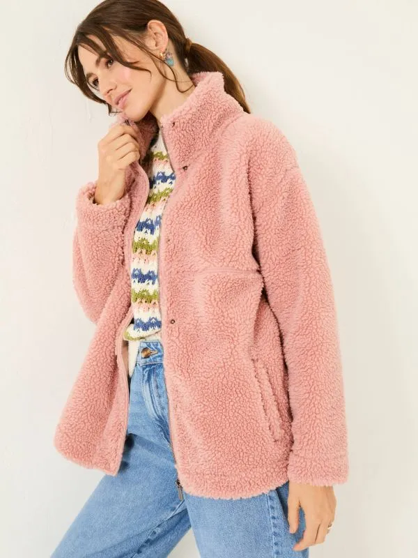 Fat Face Coats and Jackets Women Dusky Pink Fleece Jacket