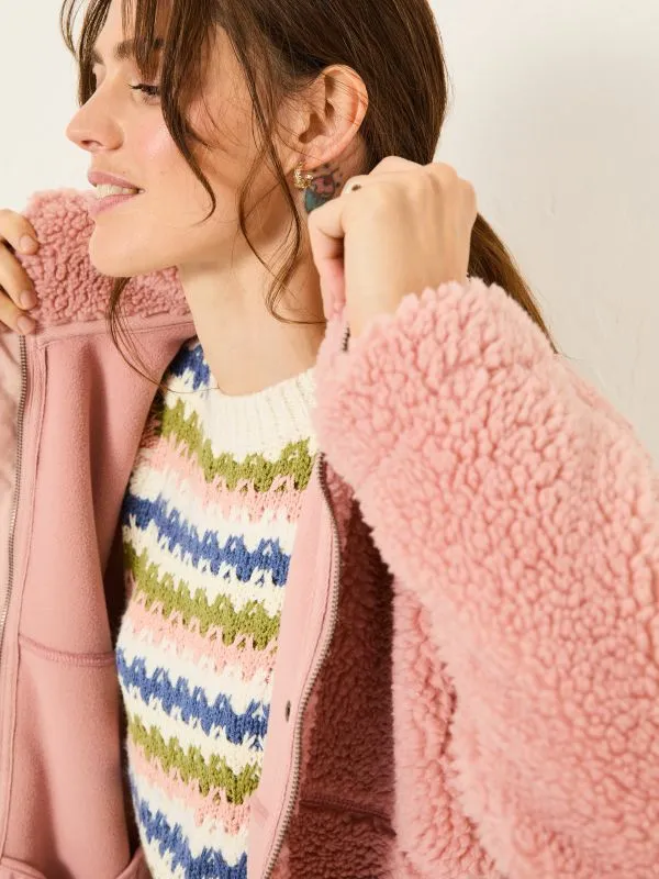 Fat Face Coats and Jackets Women Dusky Pink Fleece Jacket