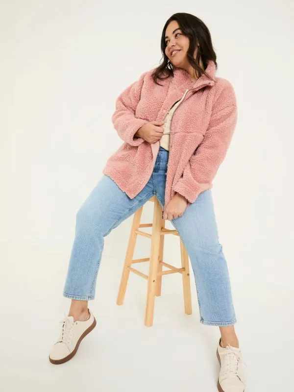 Fat Face Coats and Jackets Women Dusky Pink Fleece Jacket