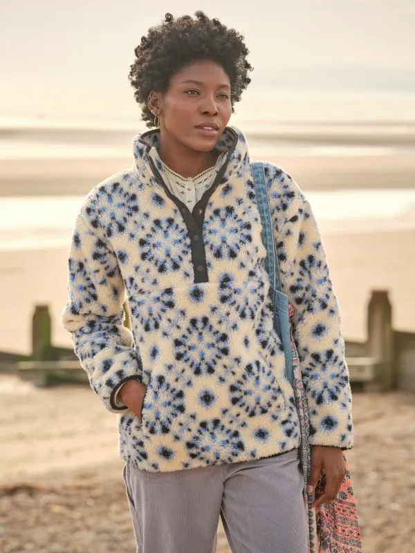 Fat Face Coats and Jackets Women Ivory Printed Overhead Fleece