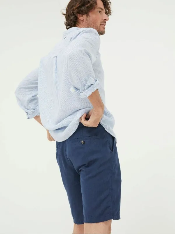 Fat Face Denim Dressing Men Blue Linen Flat Front Shorts