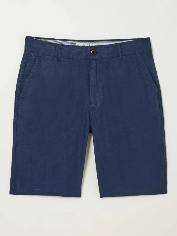 Fat Face Denim Dressing Men Blue Linen Flat Front Shorts