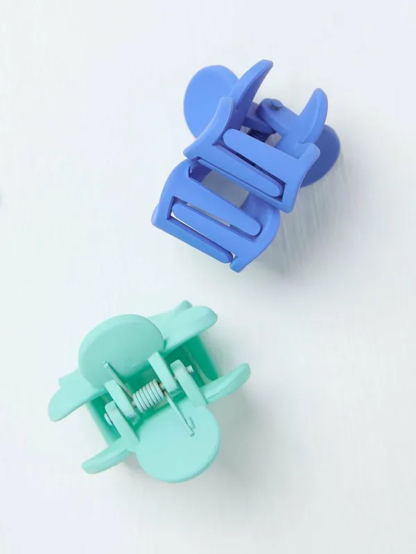 Fat Face Hair Accessories Women Blue Flower Hair Clips 2 Pack