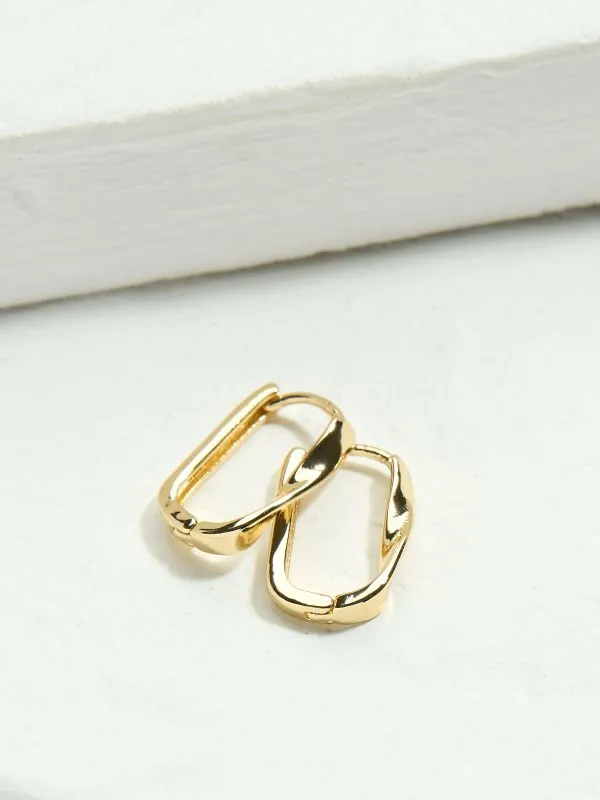 Fat Face Jewellery Women Gold Tone Twist Oval Hoop Earrings