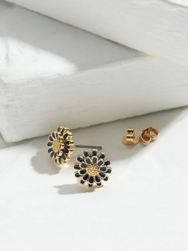 Fat Face Jewellery Women Navy Flower Stud Earrings