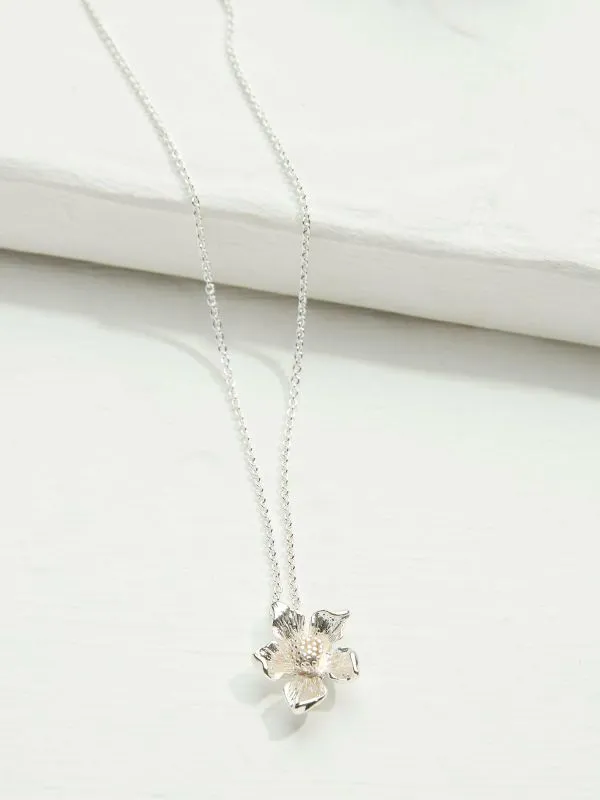 Fat Face Jewellery Women Silver Tone Flower Pendant Necklace