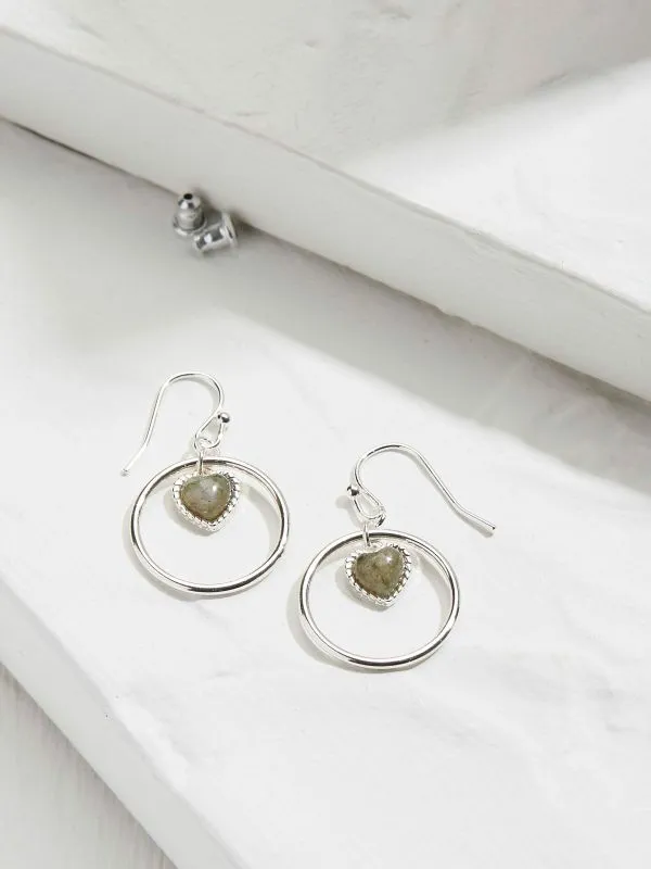 Fat Face Jewellery Women Silver Tone Heart Stone Drop Earrings