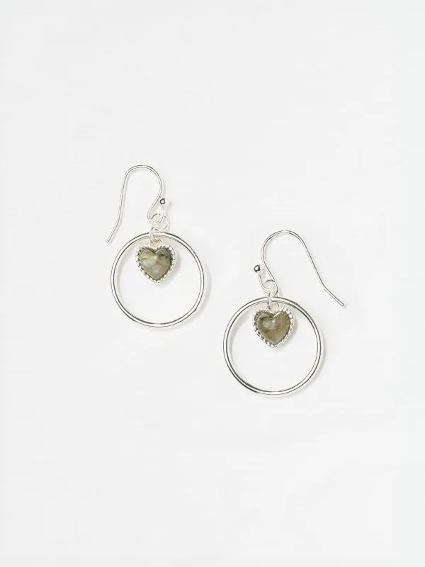 Fat Face Jewellery Women Silver Tone Heart Stone Drop Earrings