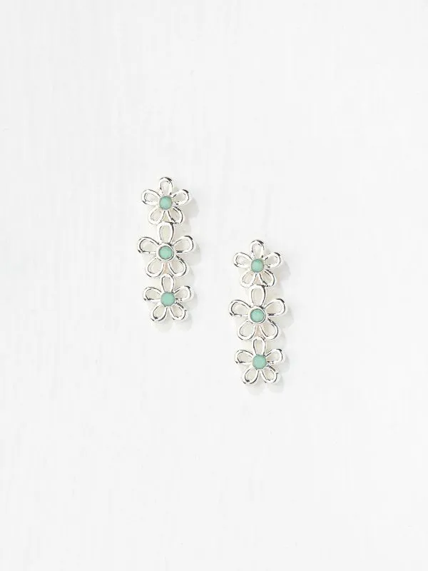 Fat Face Jewellery Women Silver Tone Triple Daisy Earrings