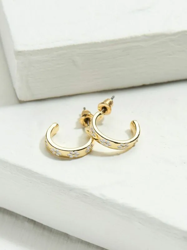 Fat Face Jewellery Women White Enamel Daisy Stud Earrings