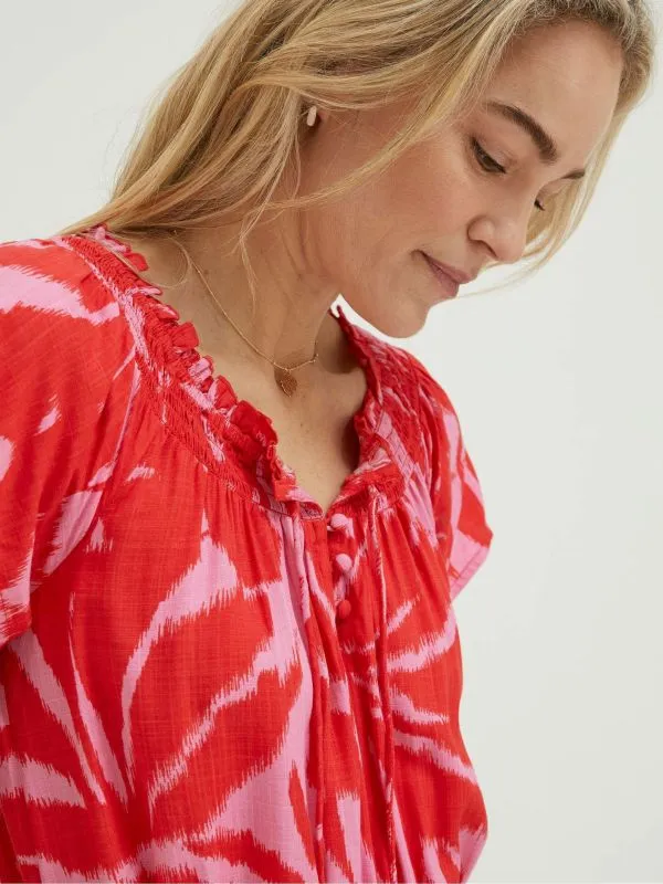 Fat Face Jumpsuits and Playsuits Women Red Palmer Leaves Playsuit