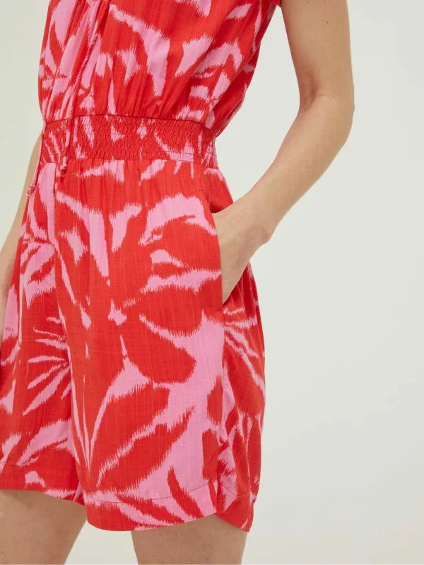 Fat Face Jumpsuits and Playsuits Women Red Palmer Leaves Playsuit