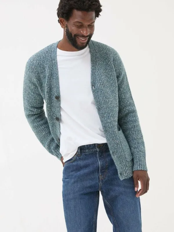 Fat Face Knitwear Men Mid Blue Sefton Lofty Knitted Cardigan