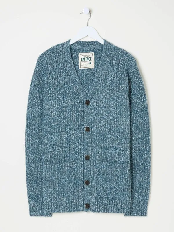 Fat Face Knitwear Men Mid Blue Sefton Lofty Knitted Cardigan