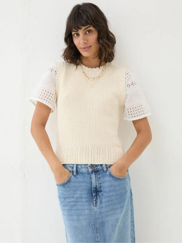 Fat Face Knitwear Women Ivory Lia 2 In 1 Tank