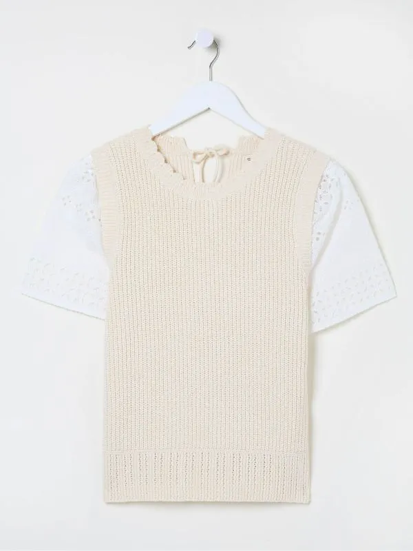 Fat Face Knitwear Women Ivory Lia 2 In 1 Tank