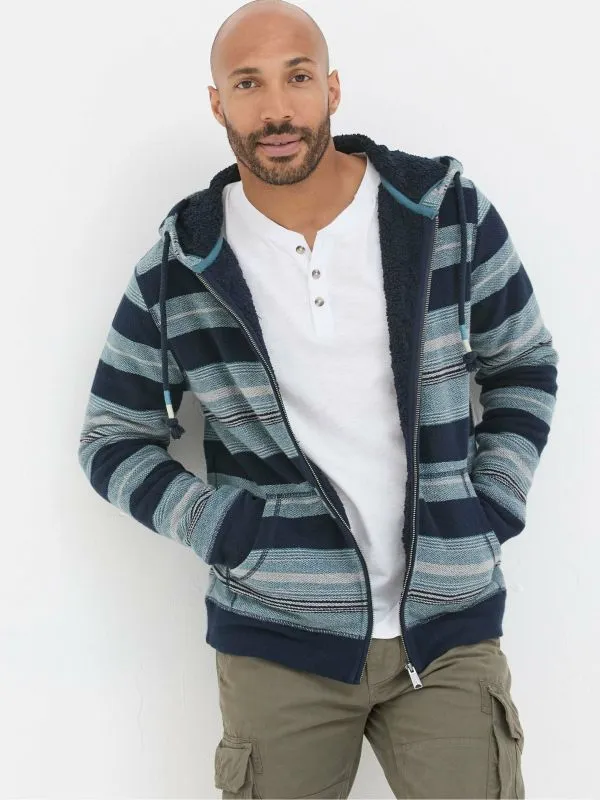Fat Face Loungewear Men Dark Navy Trescowe Fleece Zip Through 100 Cotton Hoodie