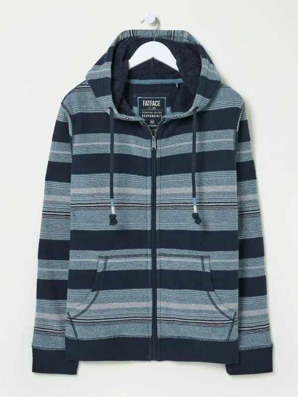 Fat Face Loungewear Men Dark Navy Trescowe Fleece Zip Through 100 Cotton Hoodie