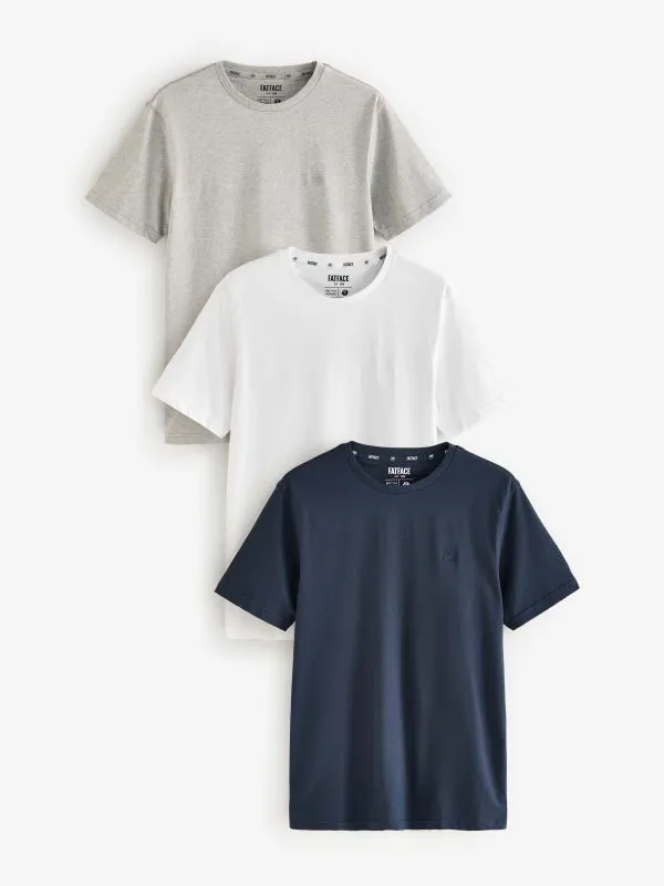 Fat Face Loungewear Men Navy Short Sleeve 100 Cotton TShirts 3 Pack