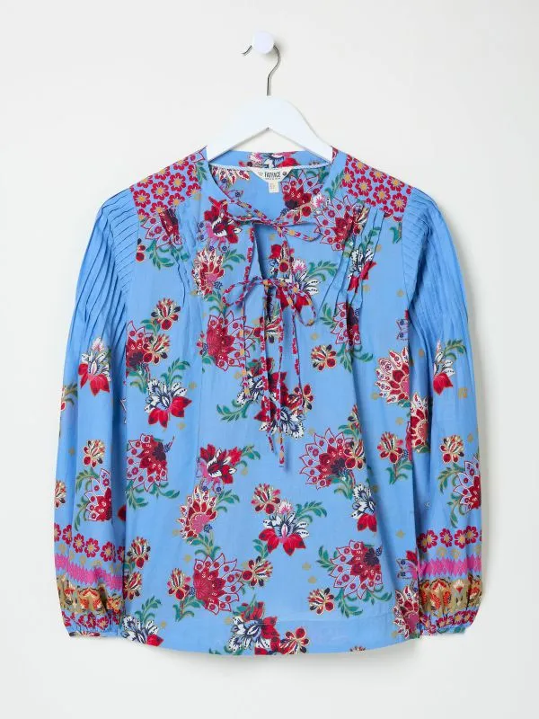 Fat Face Shirts and Blouses Women Bright Blue 100 Cotton Sandy Blouse
