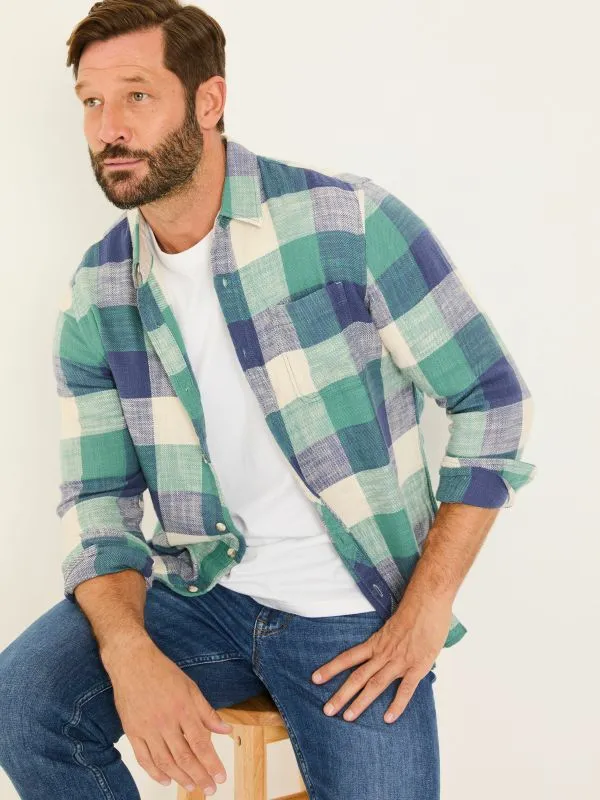 Fat Face Shirts Men Dusky Green Long Sleeve Neath Check 100 Cotton Shirt