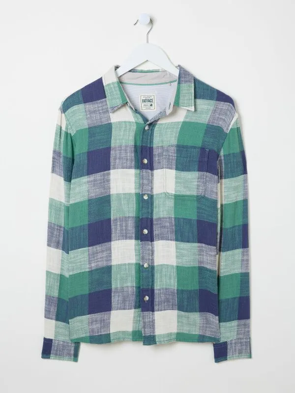 Fat Face Shirts Men Dusky Green Long Sleeve Neath Check 100 Cotton Shirt