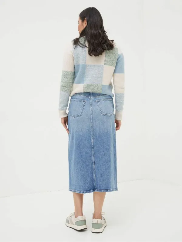 Fat Face Skirts Women Carla Blue Denim Midi Skirt
