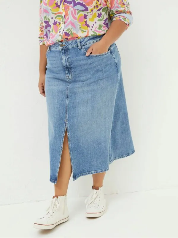 Fat Face Skirts Women Carla Blue Denim Midi Skirt